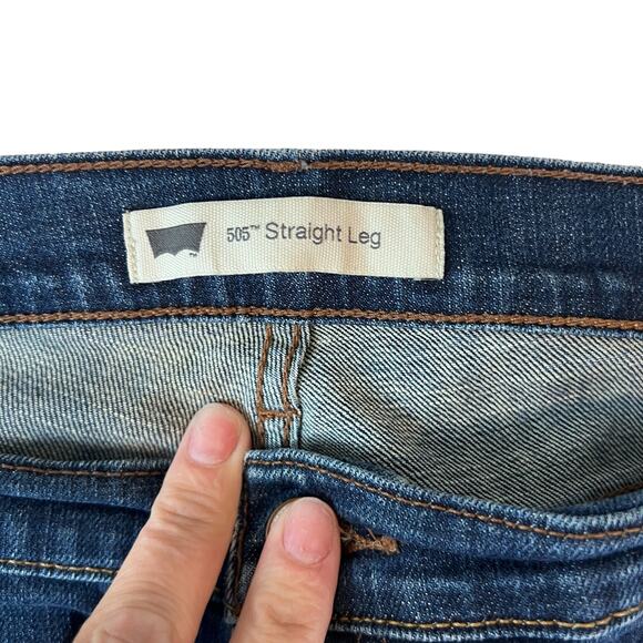 Levi's sz. 14,  505 straight leg embellished pockets, dark blue wash jeans #1624 - Picture 6 of 11